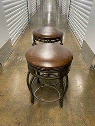 Pair Of Swivel Counter Stools Metal Base 25' Seat Height