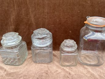 (#198) Glass Jars With Lids 10'  6' And 5'
