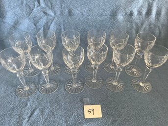 (#59) Crystal Cut Glass WHITE WINE Glasses 6'H About 4oz. Set Of 12