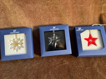 (#207) Swarovski Crystal Star Mini Ornaments Set Of 3
