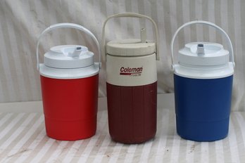 (373)  3- 1/2 Gallon Insulated Plastic  Water Jugs  Coleman / Rubbermaid