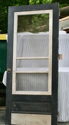 (366) 3 Panel Solid Wood Screen Door With Hinges/doorknob  6'8' X 37'