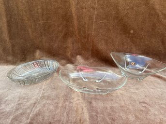 (#188) Glass Relish Candy Dishes ( 3 )
