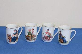 (#313)  Set Of 4 Norman Rockwell Coffee Mugs