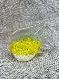 (#54) Yellow Glass Fish Figurine 3'