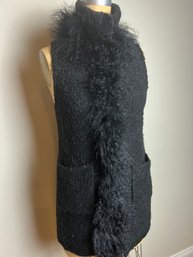 (#127BS) Dolce Cabo Sweater Vest Tibet Lamb Fur Wool / Acrylic Real Fur Content 100 Real Dryed