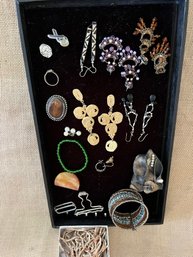 (#151) Assorted Lot Of Costume Jewelry Earrings, Bracelets, Necklace, Pin