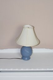 (#219) Small Table Side Blue Ceramic Lamp 14.5'H