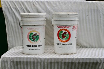 (370)  Not Sure Wild Bird Seed  Or Grass Seeds? - 2 Plastic Bins ( Approx. 35 Lbs.)