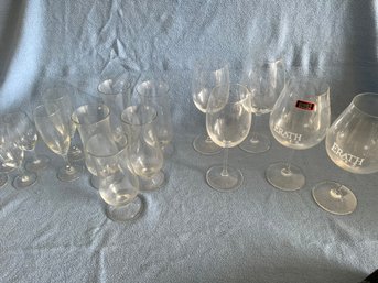 (#78) PAIR Of Crystal Riedel Etched ERATH ~ 11 Assorted Glasses