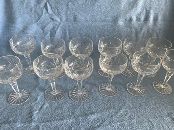 (#58)  Crystal Cut Glass CHAMPAGNE Glasses 6'H Set Of 12 About 8oz.