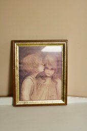 (#206) Framed Print Boy Kisses Girl Copy Margaret Kane Glass Front