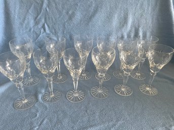 (#57) Crystal Cut Glass WINE Glasses 12'H Set Of 12 About 12oz.