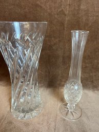 (#21)  Waterford 9.5' Bud Vase ~ Med. Clear Glass Vase 10'H
