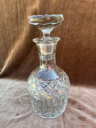 (#181) Vintage Cut Crystal Glass Wine Decanter 10' H  ( Stopper Has Few Chips)