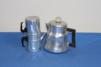 (#332) Wear-ever Aluminum Vintage Coffee Pot No-3004 & A Mini Aluminum Expresso Coffee Pot Check Photos