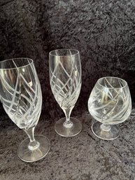 (#153) Lot Of 3 Mikasa Crystal Stemware Bandy Snifter 6' ~ Wine Glass 8.5'