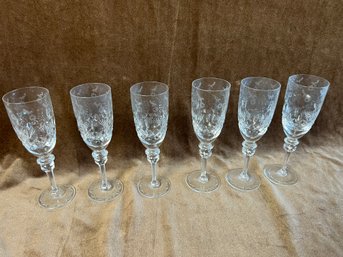 (#52) Vintage Quality Crystal Stem WINE Glasses Set Of 6