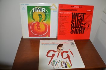 38) Record Albums Broadway Shows Lot Of 3: West Side Story, Gigi, Hair