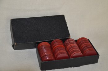 126) Vintage Paranoid Box Of Red Poker Chips