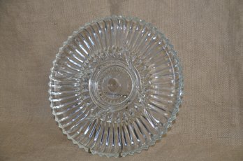 159) Vintage Clear Glass Ribbed Relish Serving Plate 4 Section Divided Any Day Use 12'