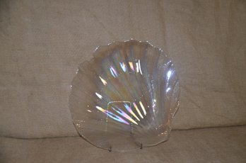 (#32) Iridescent Shell Glass Serving Platter 12'