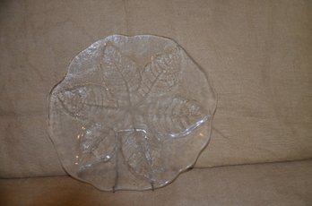 (#33) Large 14' Clear Glass Leaf Pattern Serving Platter