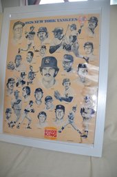 130) Framed Poster New York Yankees 1978 Burger King 20x26