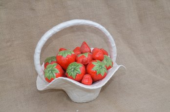 (#28) Porcelain Strawberry Basket Centerpiece 10x9