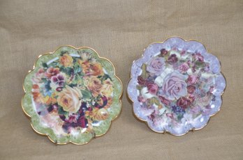 (#25) Franklin Mint Porcelain Floral Plates 8' By Judith Winslow ~ Rhapsody Of Roses ~ Boquet Of Innocence