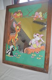 132) Framed Mirrored  Walt Disney Productions Scene Bambi, Flower, Thumper