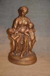 (#28) Plaster Figurine Statue Of Mother And Children Stamped Art Craft #1792