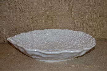 (#36) Ceramic White Cabbage Leaf Serving Bowl 13.5'