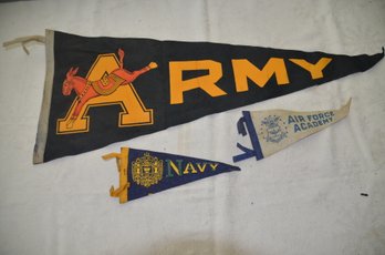 (#107) Vintage Army ~ Navy ~ Air Force Pennant Flags