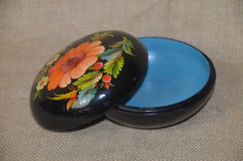 (#21) Vintage Russian Lacquer Hand-Painted Wooden Trinket Covered Box 5.5'