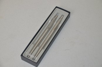 (#410) Parker Jotter Stainless Ball Pen And Pencil Set - Works