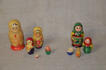 (#22) Russian Nesting Dolls 2 Sets - Pieces Missing
