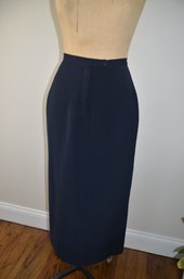 (#122DK) Paniz Navy Long Pencil Skirt Micropoly Size 6