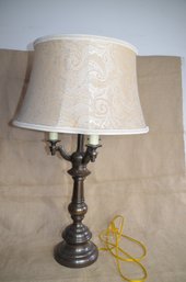 (#103) Brown Bronze Stiffel Table Lamp And Original Stiffel Shade Heavy Solid
