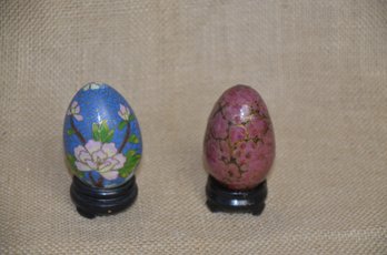 (#33) Cloisonne Eggs With Stands 2.5' Height Without Stand