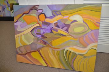 (#165) Original Artist Linda Ruden Of Sea Cliff Oil Painting Abstract