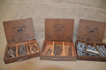 (#166) Vintage Wooden Cigar Boxes With Screws