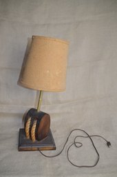 (#108) Wood Roping Ship Table Lamp 20'H