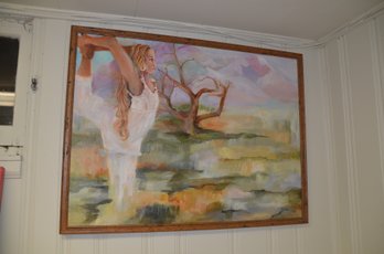 (#167) Original Artist Linda Ruden Of Sea Cliff Oil Painting Yoga Pose