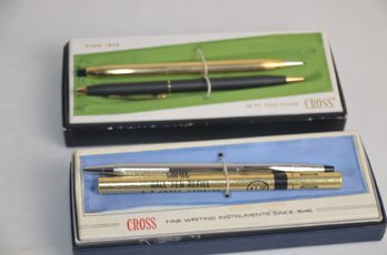 (#75) Vintage Pair Of Cross Pencils ~ Cross Silver Pen With Refill - Not Tested