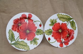 (#37) Maxcera Ceramic Platters (2) Cream Poppies