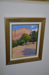(#168) Framed Landscape Original Artist Linda Ruden Of Sea Cliff Oil Painting
