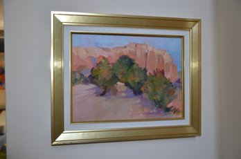 (#169) Framed Landscape Original Artist Linda Ruden Of Sea Cliff Oil Painting