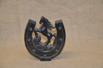 (#93) Vintage Soap Stone? Black Horse Shoe Decor