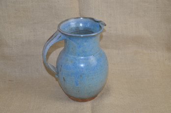 (#116) Handmade Pottery Pitcher Speckled Signed Pulick